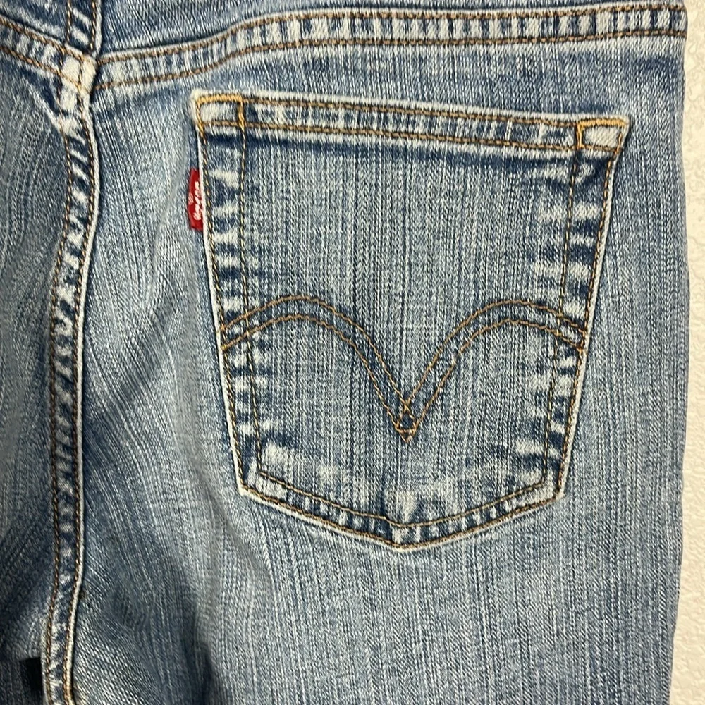 Levis Relaxed Boot Blue Jeans Womens Hand Painted Green White Floral Sz 10 Short